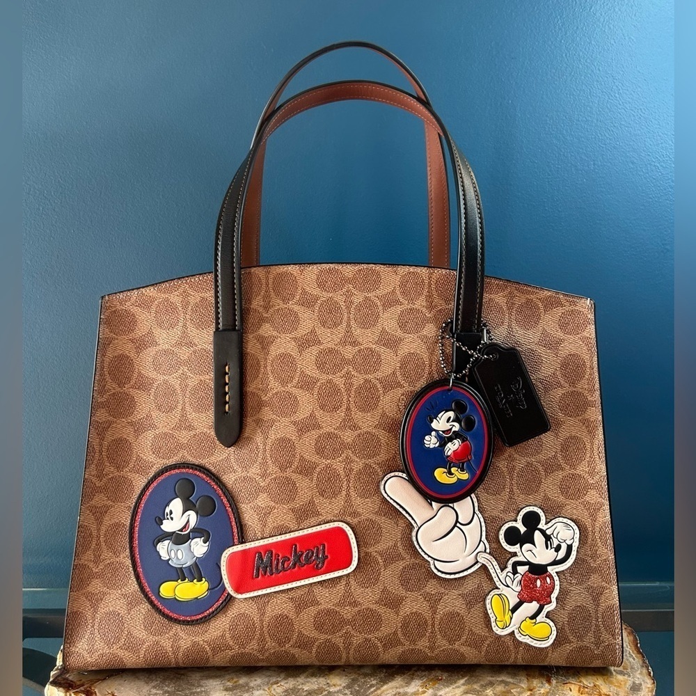 Disney x Coach Charlie Carryall Mickey Mouse Patches and Mickey Charm 69193 NWOT - Picture 16 of 17